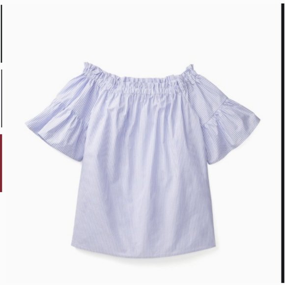 kate spade stripe off shoulder blue white top S - Picture 3 of 3